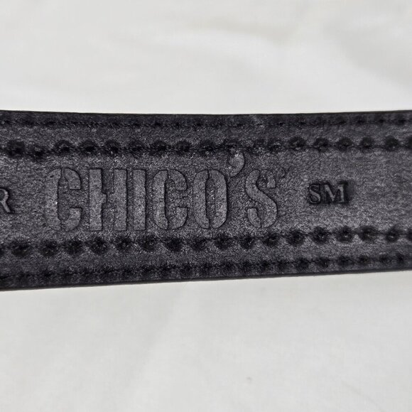 Chico's Size Small Southwestern Beaded & Leather Belt Hook & Loop Closure - Picture 10 of 12
